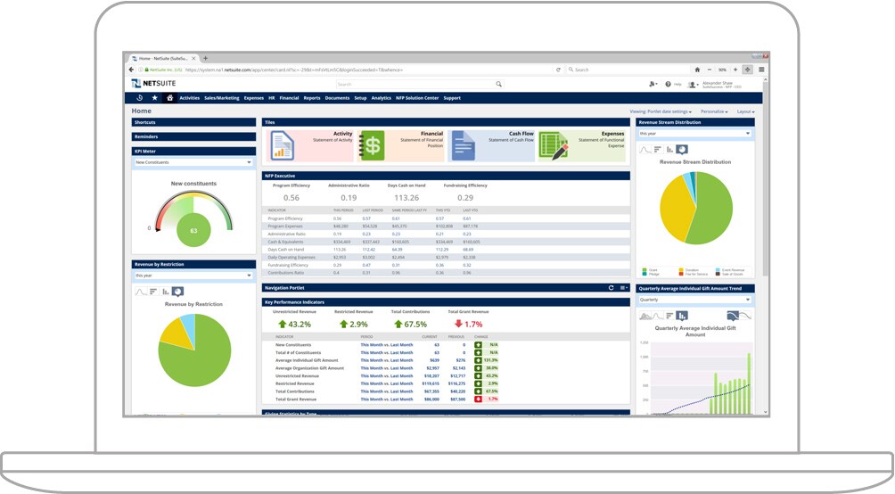 NetSuite Nonprofit Dashboard